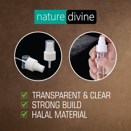 Nature Divine Refillable Transparent Clear Mist Plastic Spray Bottle 150 ml