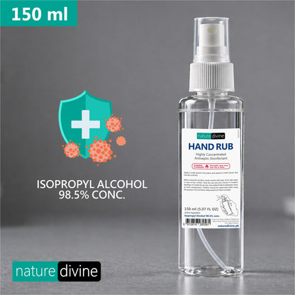 150 ml Nature Divine Mist Spray Hand Rub 98.5% Isopropyl Alcohol, IPA Rubbing Alcohol and General Purpose Antiseptic Disinfectant