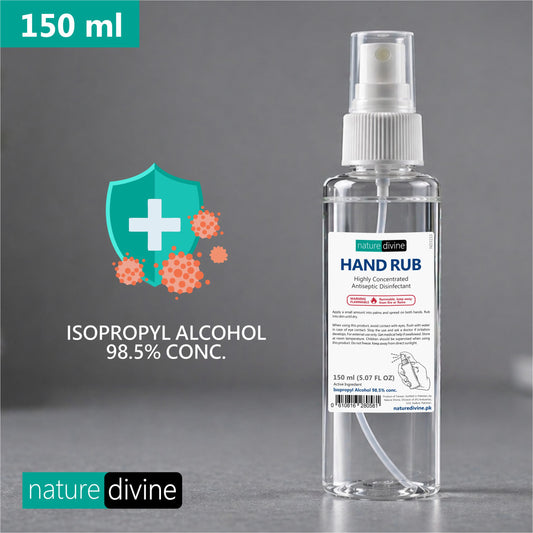 150 ml Nature Divine Mist Spray Hand Rub 98.5% Isopropyl Alcohol, IPA Rubbing Alcohol and General Purpose Antiseptic Disinfectant