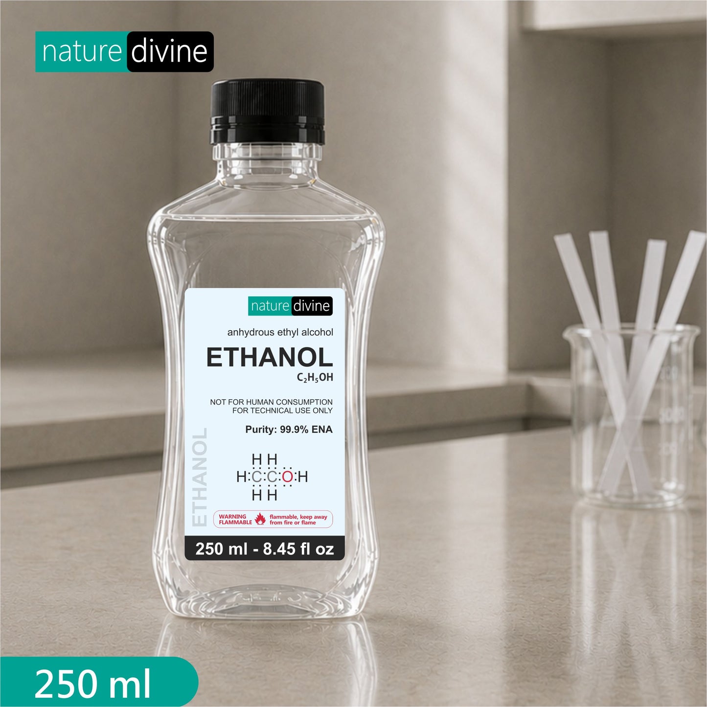 Ethanol 99.9% - Ethyl Alcohol for Cosmetics, Perfumes, Lab Use, Dilution, and Disinfectants 250 ml