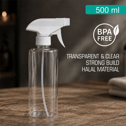 500 ml Nature Divine Hard Shell Transparent Refillable Empty Plastic Liquid Dispenser Long Tube Round Bottle with Trigger Spray