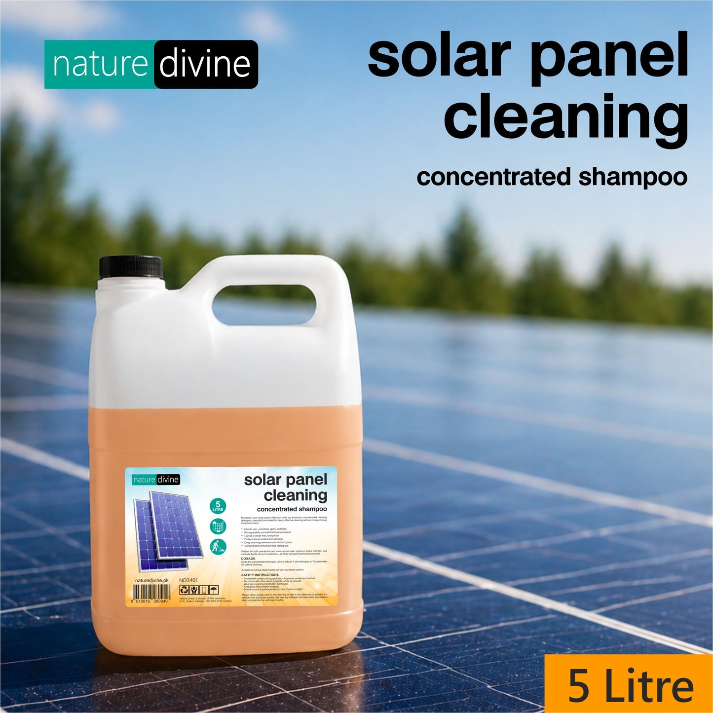 Solar Panel Cleaning Concentrated Shampoo 5 Litre