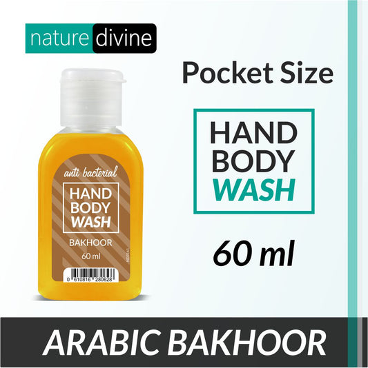Nature Divine Pocket and Travel Size Antibacterial Arabic Bakhoor Hand Wash, Hand Soap and Body Wash 60 ml