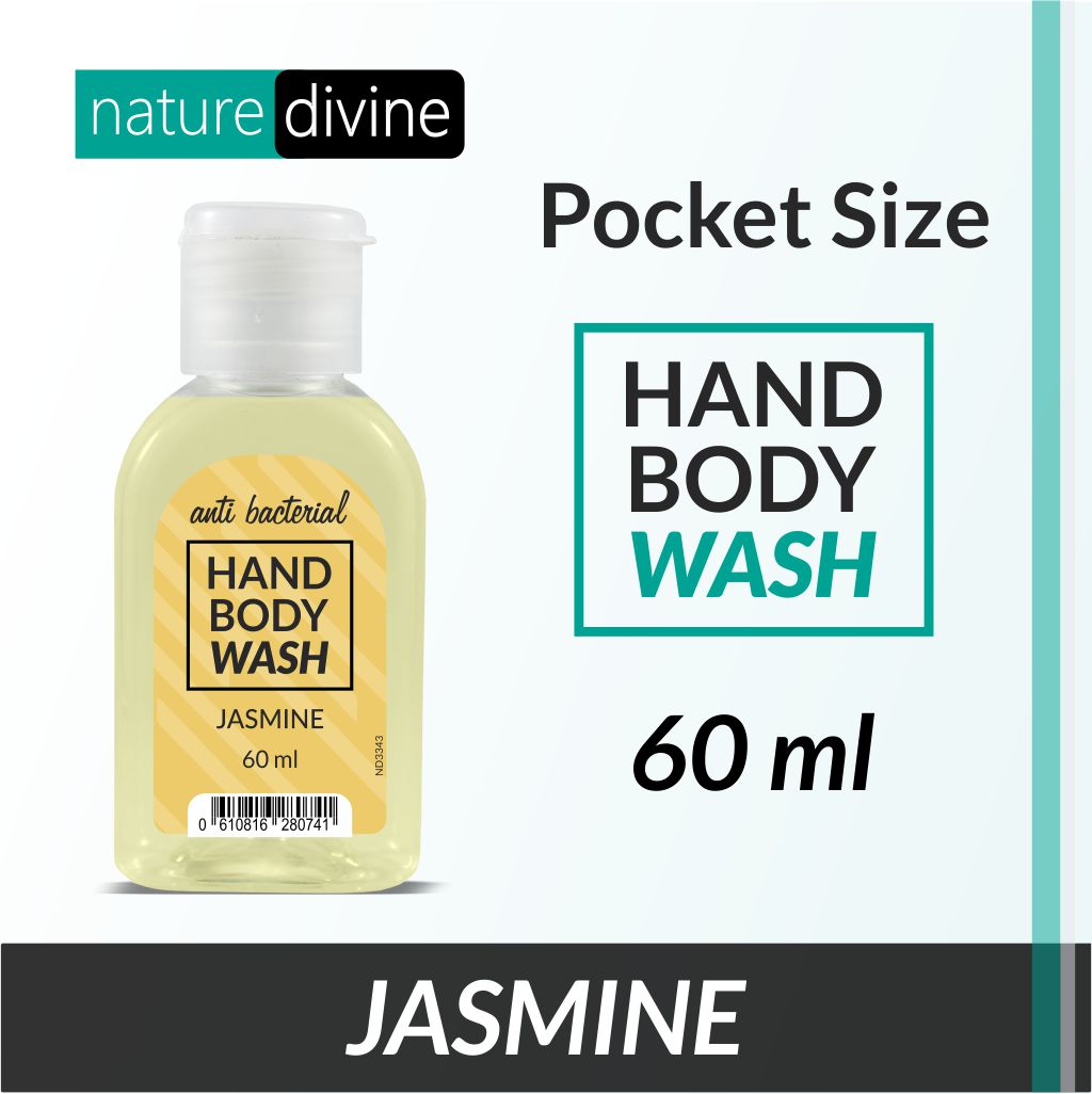Nature Divine Pocket and Travel Size Antibacterial Jasmine Hand Wash, Hand Soap and Body Wash 60 ml