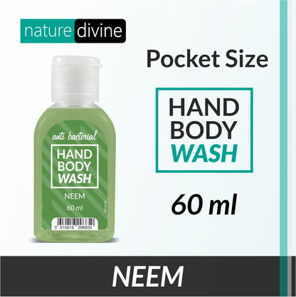 Nature Divine Pocket and Travel Size Antibacterial Neem Hand Wash, Hand Soap and Body Wash 60 ml