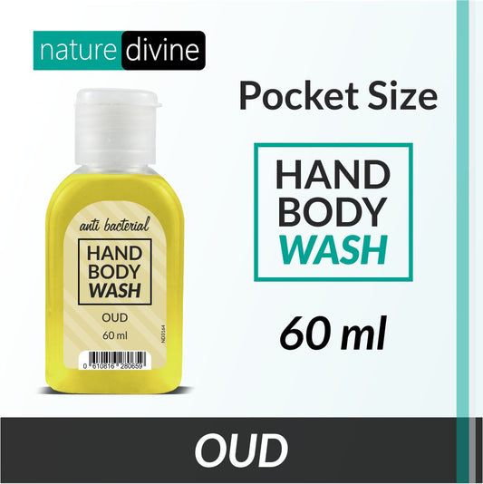Nature Divine Pocket and Travel Size Antibacterial Oud Hand Wash, Hand Soap and Body Wash 60 ml