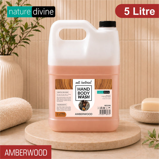 5 Litre Nature Divine Antibacterial Amber Wood Hand Wash, Hand Soap, Body Wash Liquid