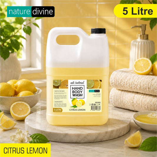 5 Litre Nature Divine Antibacterial Citrus Lemon Hand Wash, Hand Soap, Body Wash Liquid