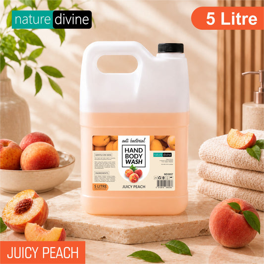 5 Litre Nature Divine Antibacterial Juicy Peach Hand Wash, Hand Soap, Body Wash Liquid