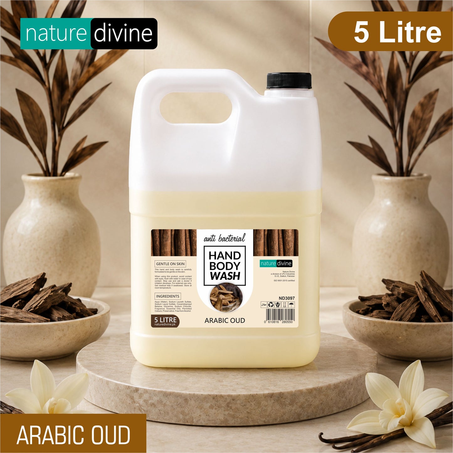 5 Litre Nature Divine Antibacterial Arabic Oud Hand Wash, Hand Soap, Body Wash Liquid