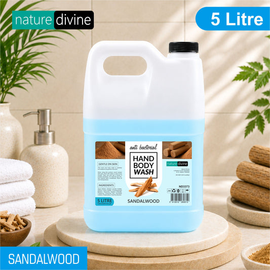 5 Litre Nature Divine Antibacterial Sandalwood / Sandal Wood Hand Wash, Hand Soap, Body Wash Liquid