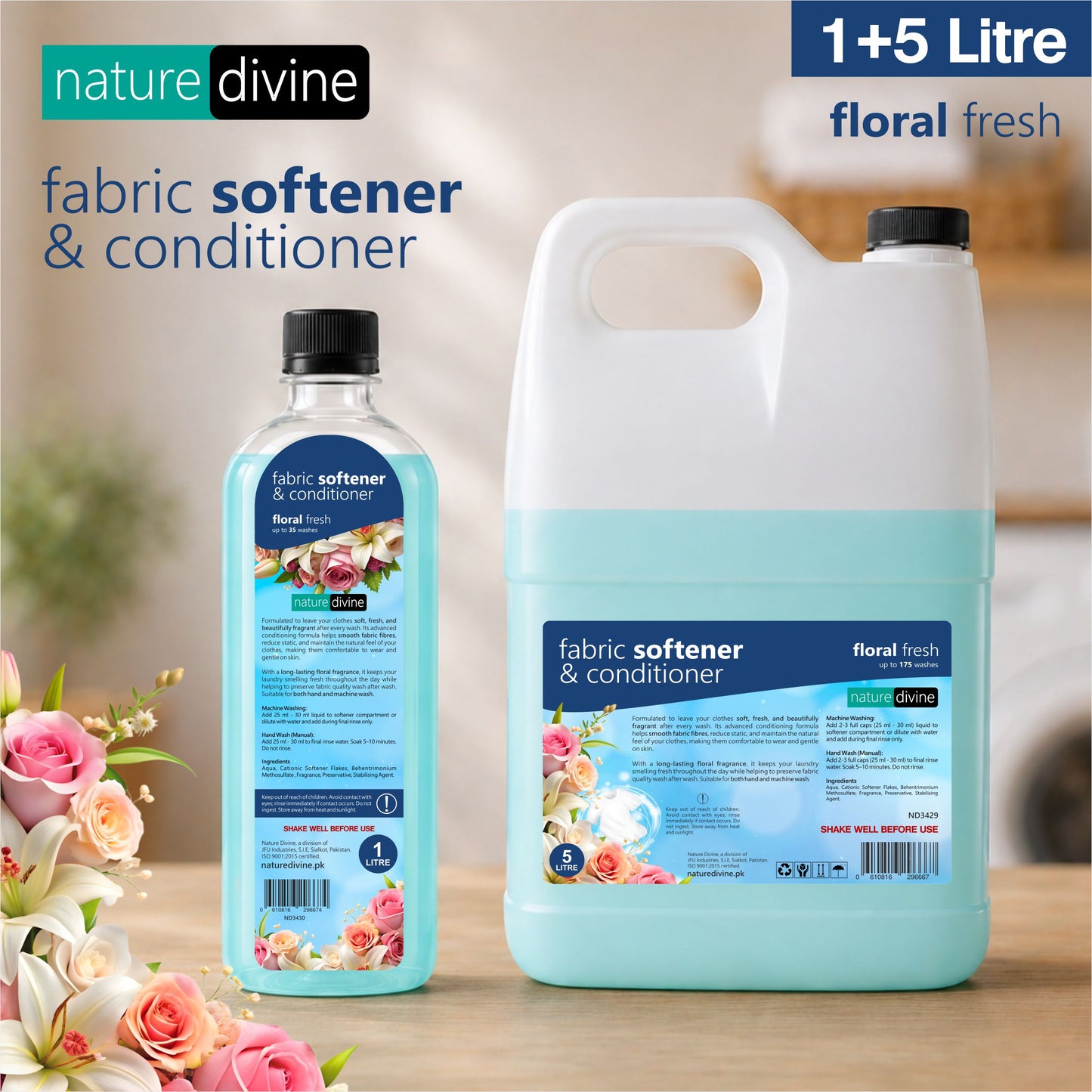 Fabric Softener & Conditioner – Floral Fresh - 5 + 1 Litre Bundle Pack