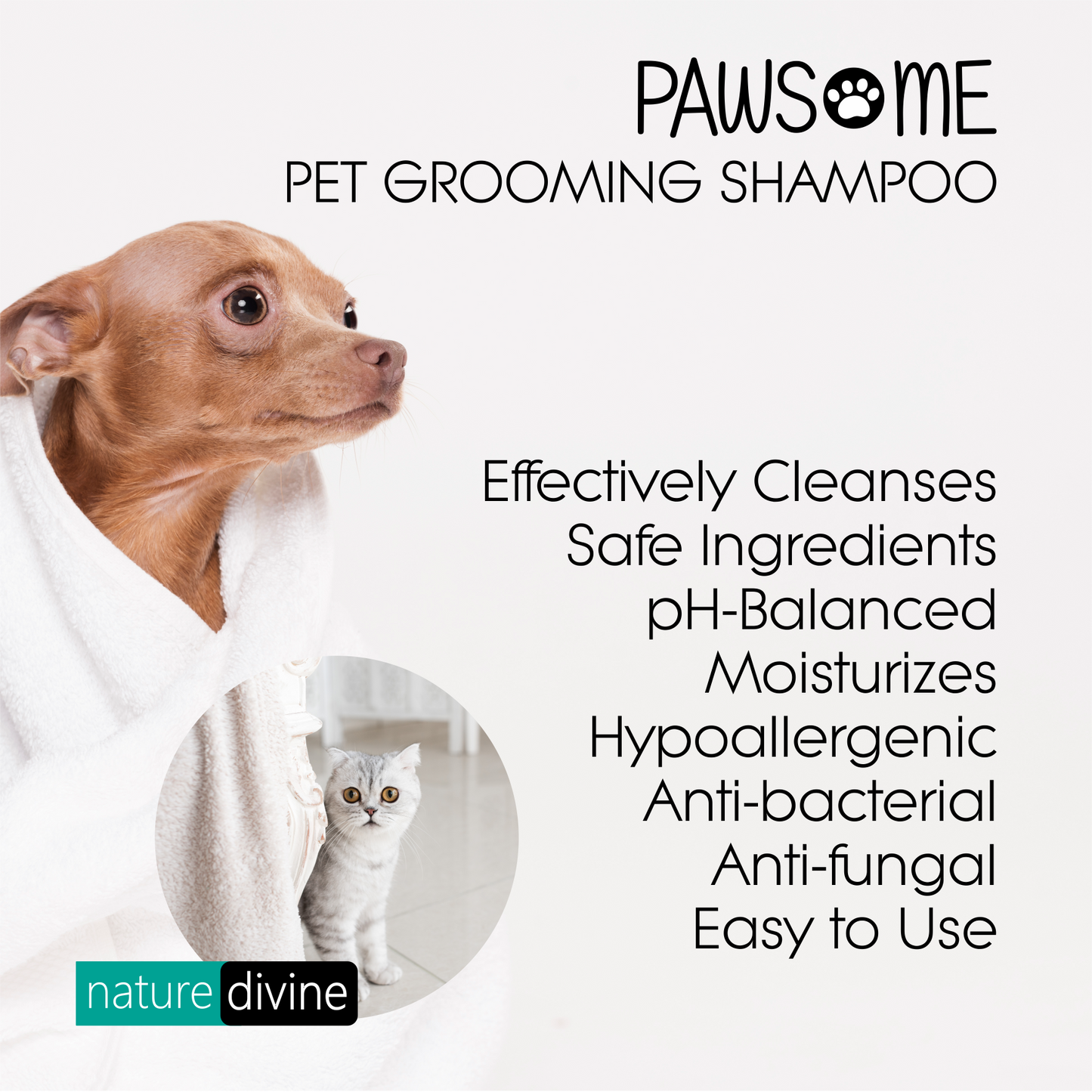 PAWSOME Pet Grooming Shampoo for Dogs, Cats and Domestic Animals 5 Litre and 500 ml